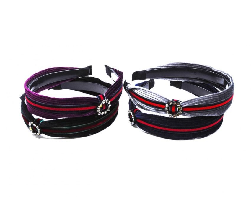 CERCHIETTO VELLUTO CON STRASS BOX 6PZ